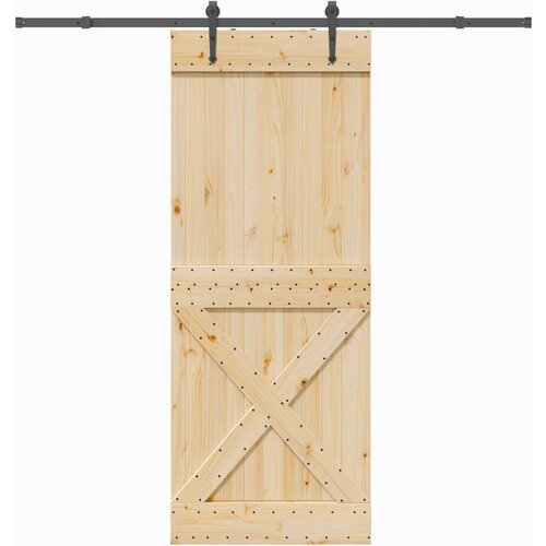 vidaXL Drsna vrata s kompletom vodil 90x210 cm trdna borovina Cene
