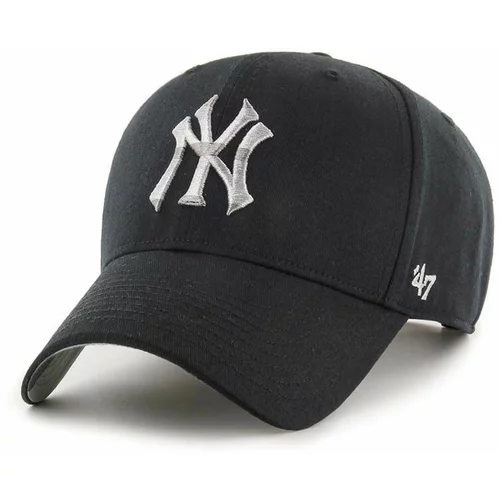 47 Brand Bombažna kapa s šiltom MLB New York Yankees črna barva