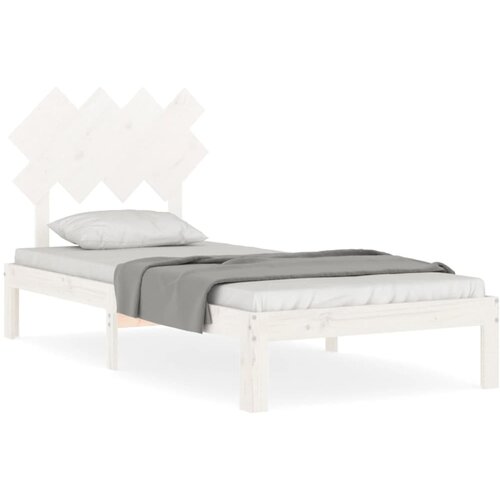Maison Chic Posteljni okvir - Enojna postelja - Postelja za odrasle z vzglavjem bel trden les-J15724, (21770000) Cene
