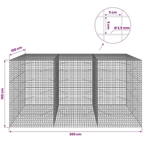  Gabion s žicom debljine 3,5 mm i mrežom 5x5 cm 300x100x150 cm Slike