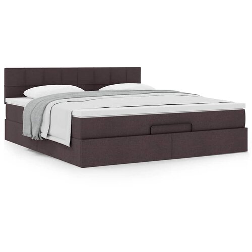 VidaXL Otomanski krevet s madracem tamnosmeđi 180x200 cm od tkanine Slike