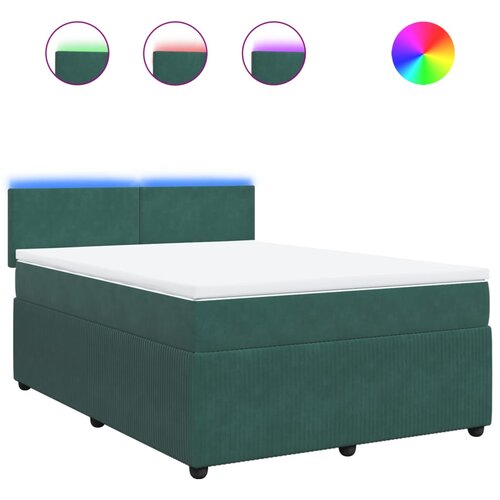 vidaXL Box spring postelja z vzmetnico temno zelena 160x200 cm žamet, (21307075) Cene