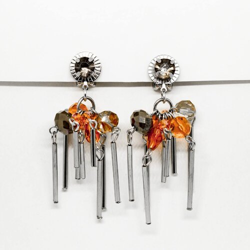 Branic Jewelry Minđu&amp;scaron;e sa narandžastim kristalima Violin Slike