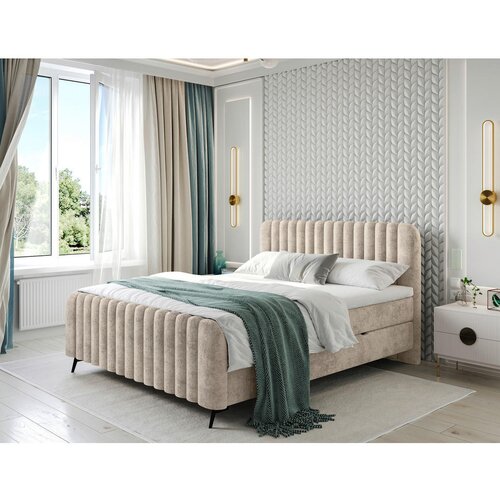 MID.YOU POSTELJA Z VZMETNICO 160 cm x 200 cm , les, tekstil, leseni material naravne barve Cene
