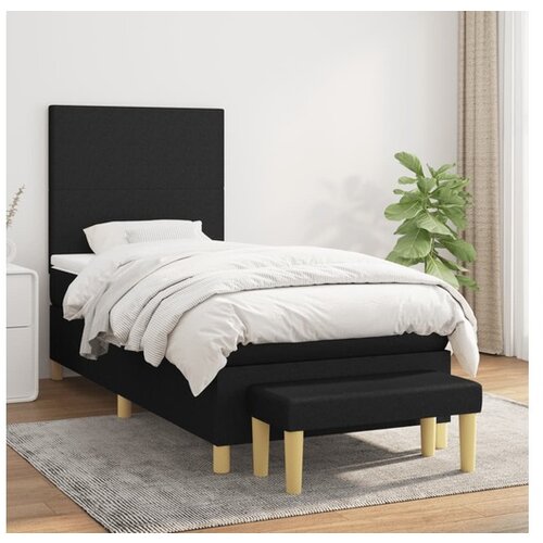  Box spring postelja z vzmetnico črna 80x200 cm blago Cene