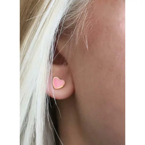 Fenzy mini uhani v obliki srčka, roza barve