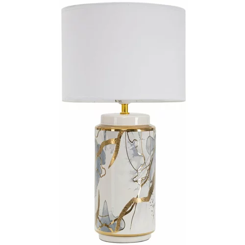 Mauro Ferretti Bijela/u zlatnoj boji stolna lampa keramička s tekstilnim sjenilom (visina 48 cm) Glam Abstract –