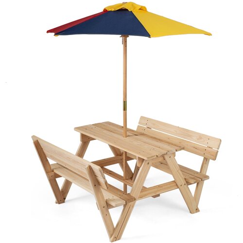 Costway Piknik miza s sončnikom in klopmi za otroke, (5000329594) Slike