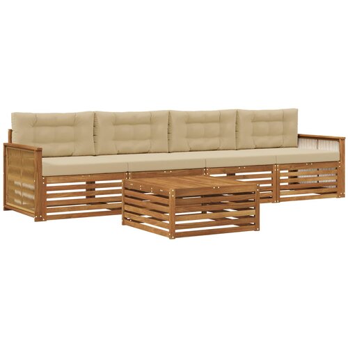 vidaXL Zunanja garnitura za sedenje z blazino 5 pcs Naravna in bež, (5000281388) Cene