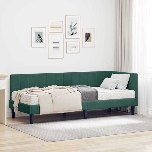 vidaXL Kutni okvir kreveta s madracem Tamnozelena 80 x 200 cm Baršun Cijene