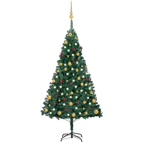  Umjetno božićno drvce LED s kuglicama zeleno 150 cm PVC