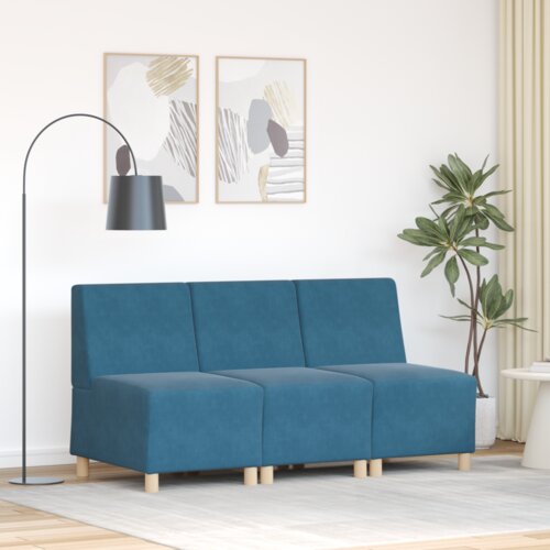 SOFA Stolice 3 pcs Plava 55 x 74 x 82 cm Baršun Cijene