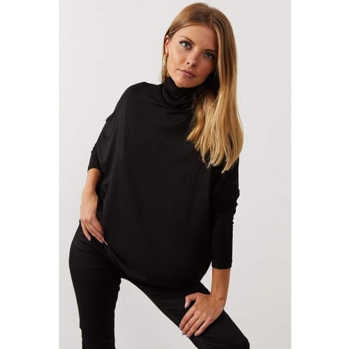 Cool &amp;amp; Sexy Women&amp;#039;s Black Bat Sleeve Turtleneck Blouse Slike