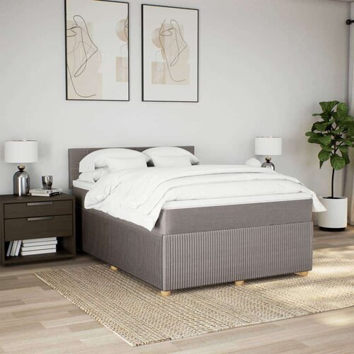 VidaXL Krevet s oprugama i madracem smeđesivi 140 x 190 cm od tkanine Slike
