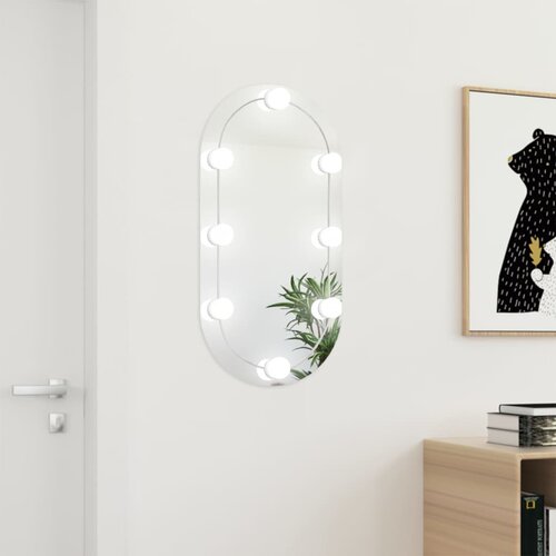 vidaXL Ogledalo s LED svjetlima 80 x 40 cm stakleno ovalno Cijene