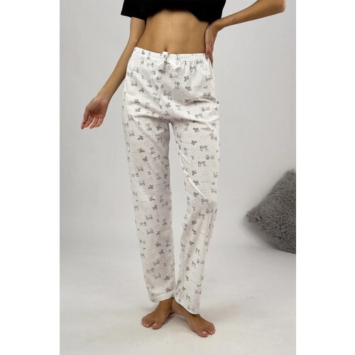 Dewberry 80156 Women Pyjama Bottom-WHITE Slike