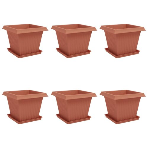 VidaXL Saksije za biljke 6 pcs Crvena cigla 43 x 43 x 33 5 cm Plastika - Crvena cigla 33 x 33 x 26 cm 6 Slike