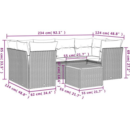 vidaXL 7-dijelni set vrtnih sofa od poliratana s jastucima crni Cijene