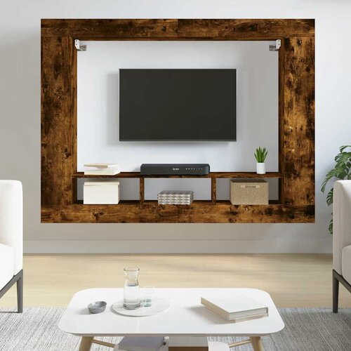 TV ormarić boja dimljenog hrasta 152x22x113cm konstruirano drvo Cijene