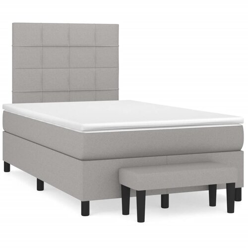 vidaXL Box spring postelja z vzmetnico svetlo siva 120x190 cm blago Cene