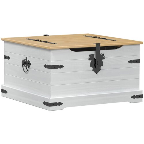 STORAGE box s policom Bijelo 78 x 78 x 45 cm Čvrsto borovo drvo Slike