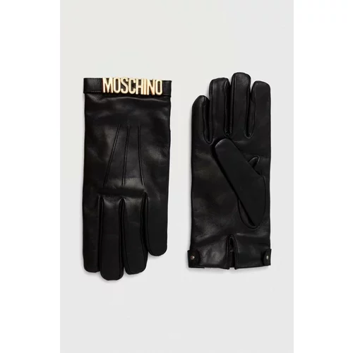 Moschino Kožne rukavice za žene, boja: crna