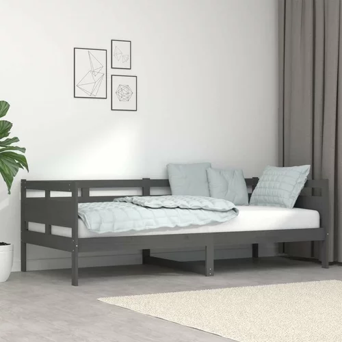  Dnevna postelja siva trdna borovina 90x200 cm, (20648387)