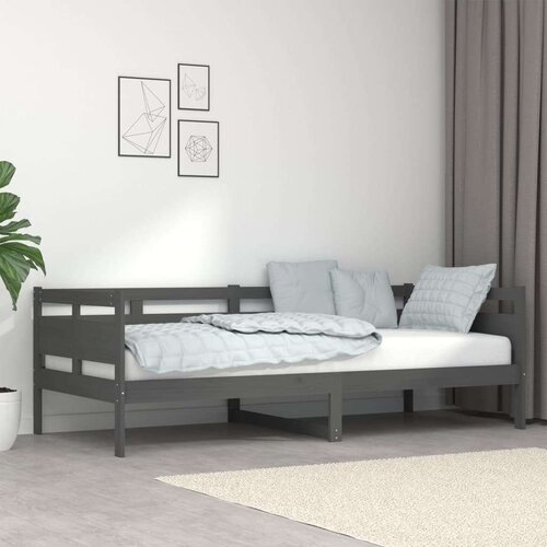  Dnevni ležaj od masivne borovine sivi 90 x 200 cm Slike