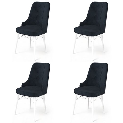 Hanah home Pare - Anthracite, White AnthraciteWhite Chair Set (4 Pieces) Cene