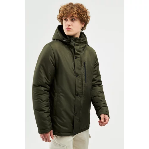 River Club Men's Khaki Lined Winter Coat & Coat & Parka, Water and Windproof with Detachable Hood.