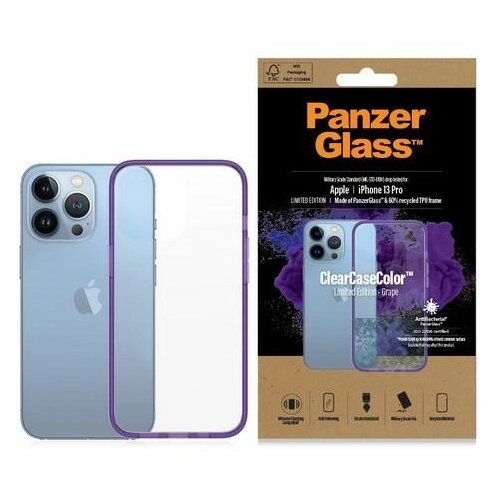 PanzerGlass ETUI CLEARCASE ANTYBAKTERYJNE Z CERTYFIKATEM MILITARY GRADE NA IPHONE 13 PRO - PRZEZROCZYSTO-FIOLETOWE, (20637051) Cene