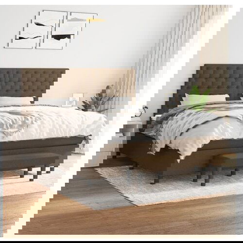 VidaXL Krevet s oprugama i madracem tamnosmeđi 160x200 cm tkanina Slike