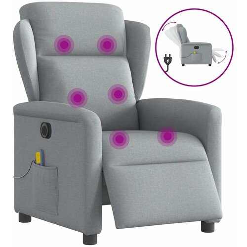 VidaXL Električni masažni naslonjač od tkanine svjetlosivi Slike