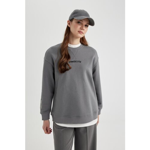 Defacto regular Fit Crew Neck Printed Long Sleeve Sweatshirt Tunic Slike