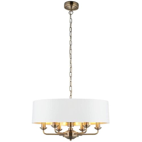  Endon 98933 - Luster na lancu HIGHCLERE 6xE14/40W/230V bela/mesing Cene