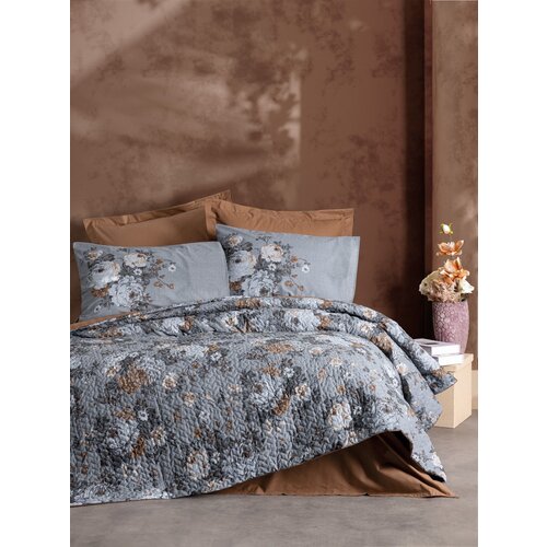 Lenora - brown brown ranforce single quilt cover set Slike
