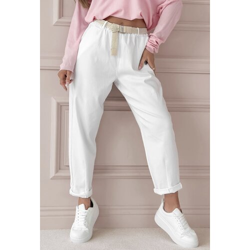 Beloved Lumie hlače s pasom bele Cene