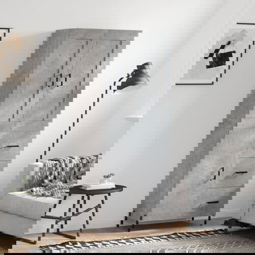 VidaXL Visoka komoda siva betona 69 5x34x180 cm od konstruiranog drva Slike