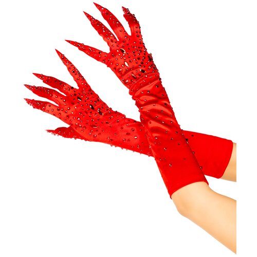 Leg Avenue Rhinestone Claw Gloves Red Slike