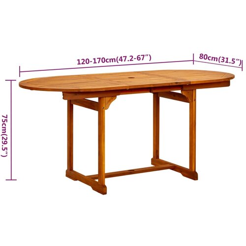  5-dijelni vrtni blagovaonski set od masivnog bagremovog drva 120-170 cm Slike