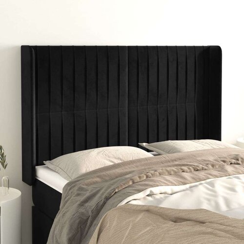  Uzglavlje s u&amp;scaron;ima crno 147x16x118/128 cm bar&amp;scaron;unasto Slike