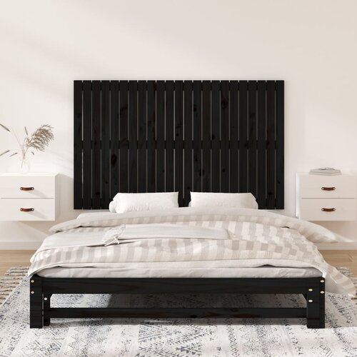  Zidno uzglavlje crni 147x3x90 cm od masivne borovine Slike