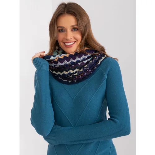 Fashion Hunters Women's navy blue openwork scarf with patterns