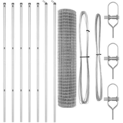 VidaXL evropska ograja s 7 stebri 1.6x10 m galvanizirano jeklo Slike