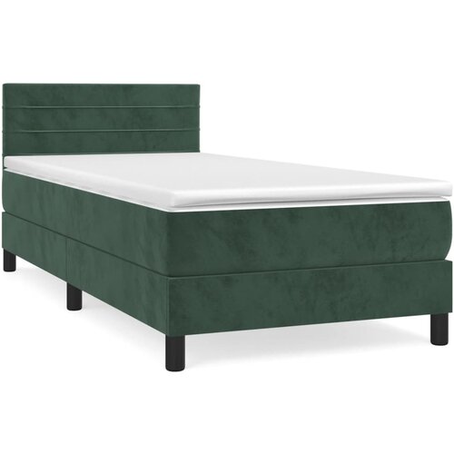 Maison Chic Box spring postelja - Vzmetna postelja z vzmetnico temno zelen 90x190 cm žamet SL13261, (21901800) Slike