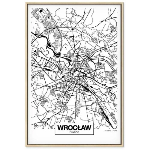  Slika - City Plan: Wroclaw (1 Part) Vertical 40x60 U prirodnom drvenom okviru Cene