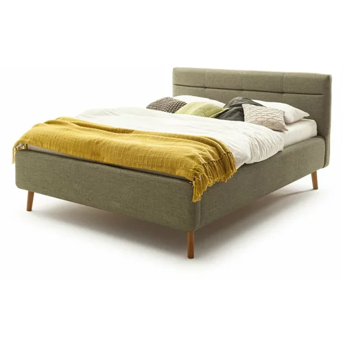Meise Möbel Zeleni tapecirani bračni krevet s prostorom za odlaganje s podnicom 160x200 cm Lotte -