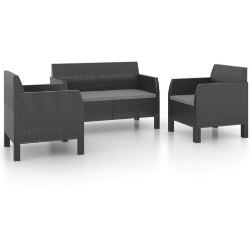 Maison Chic Seti vrtnega pohištva - Vrtna garnitura - Vrtni pohištvo set 3-delna z blazinami PP ratan antracitna, (21810594) Cene