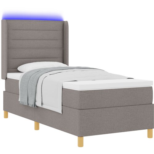 VidaXL Postelja z vzmetnico in LED osvetlitvijo Taupe 90x190 cm Tkanina, (22049106) Slike
