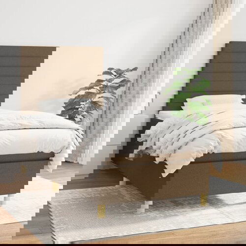  The Living Store Box spring postelja z vzmetnico temno rjava 80x200 cm blago - Box Spring Postelja, (21448744) Cene
